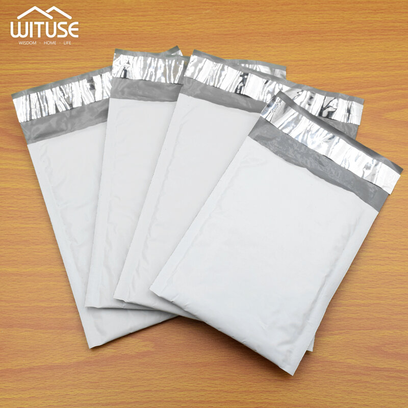 10 pçs 5 tamanhos bolha envelope saco branco bolha polymailer auto selo mailing sacos acolchoados envelopes para revista alinhado mailer