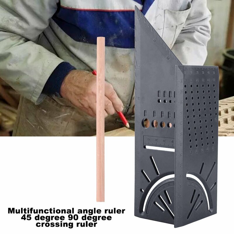Multi-função quadrado 45 graus 90 graus régua 3d carpintaria parar tipo medidor ponto de parada régua ângulo de medição régua quadrada
