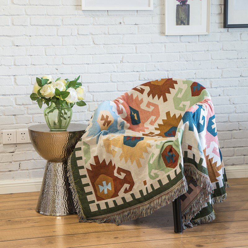 Couverture de canapé à motif géométrique en polyester finement tissé, lavable en machine, douce et chaude