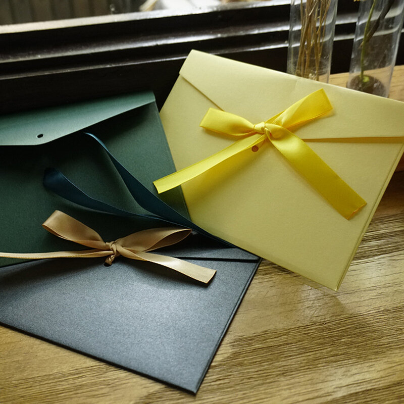 10 sztuk kolorowe wstążki koperty papierowe Retro papierowe Mini koperty puste wesele urodziny zaproszenie kartki z życzeniami prezent