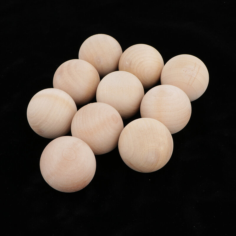 10Pcs No Hole Wood Beads Accessories Crafts Making Hardwood Balls Solid 35mm