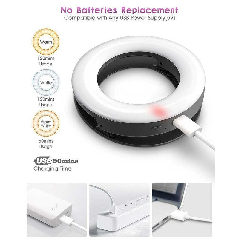 USB Charge 48 LED Selfie Ring Light Mini Circle telefon komórkowy obiektyw makijaż wypełnij światło kamerka do laptopa do fotografii inteligentnego telefonu