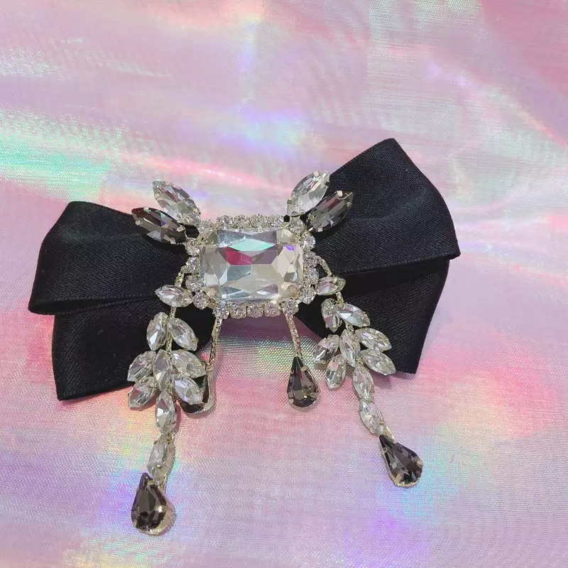 Luxo coreano quadrado flor de cristal barrettes hairgrips para mulheres moda doce bowknot clipes cabelo jóias presentes