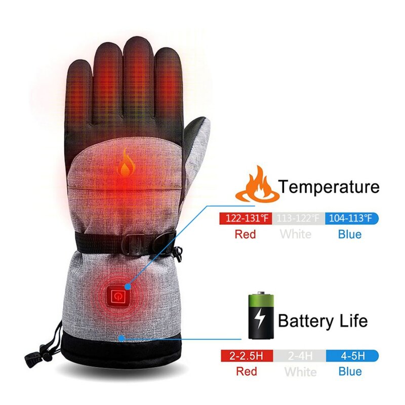 Зимние перезаряжаемые перчатки с подогревом, уличные теплые велосипедные перчатки с подогревом, ветрозащитные перчатки с электрическим по...