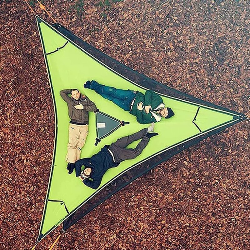 Multi pessoa rede triângulo esteira aérea suprimentos ao ar livre portátil 3 pessoa árvore casa céu barraca de ar 2/3 metros acampamento rede
