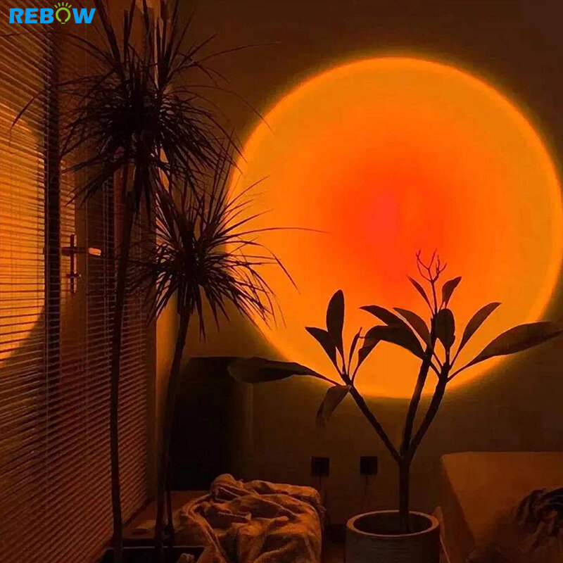 Закат лампы проектора Радуга атмосферу светодиодный ночной Светильник для дома Спальня USB лампа Live номер фотографии фото украшения стены