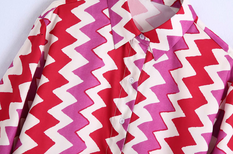 SHEYIJUN donna 2021 moda con camicette con stampa geometrica annodate con fiocco camicie femminili con bottoni a manica svasata Vintage Blusas Chic top