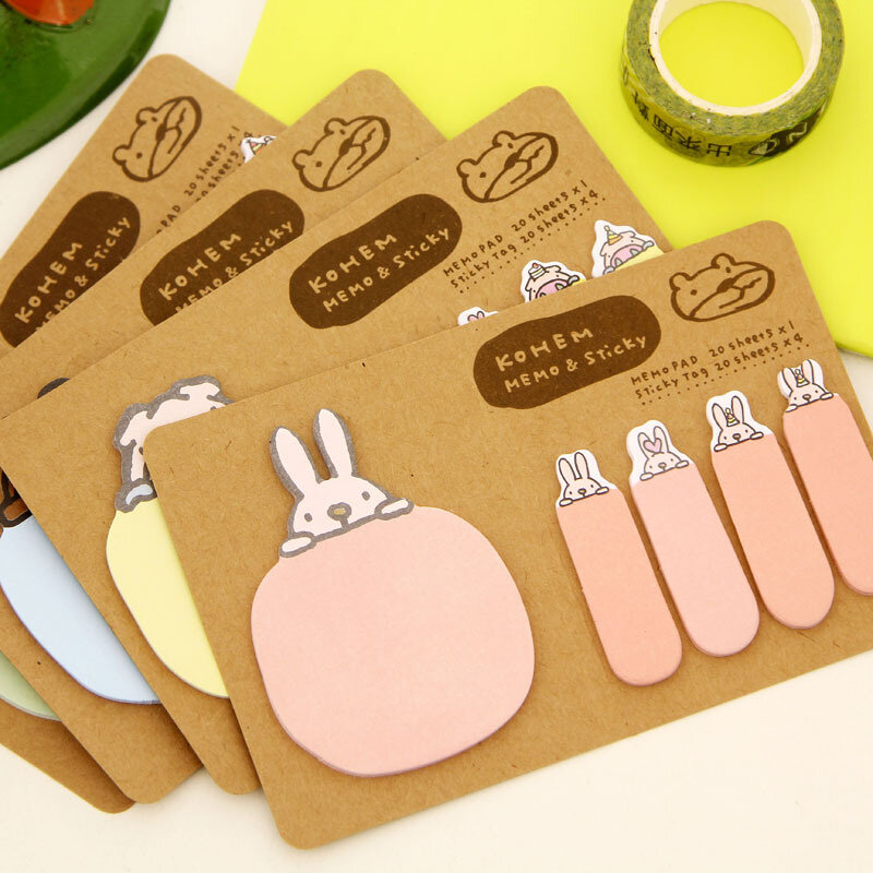 Nuovo Sveglio Kawaii Animale Del Coniglio Coreano Pecore Cancelleria Memo Pad Scrapbooking Sticky Notes Libro di Carta Sticker Bookmark Bastone