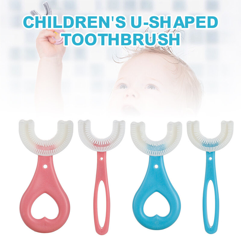 Kinder Zahnbürste U-Form Infant Toothbrushs mit Griff Silikon Oral Care Reinigung Pinsel für Kleinkinder Alter 2-12 drop Verschiffen