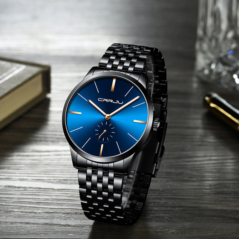 Smartwatch esportivo masculino crrju, relógio de pulso quartzo militar à prova d'água
