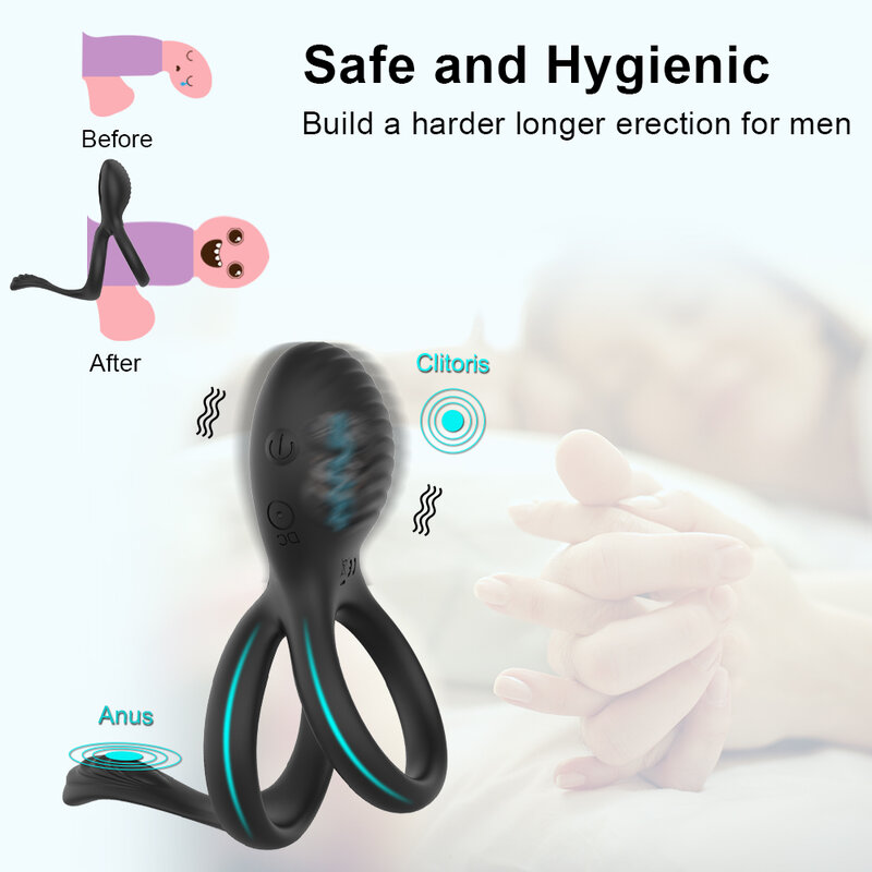 Anelli vibranti del rubinetto clitoride stimolazione vibratore giocattoli del sesso per coppie uomini ritardo maschile eiaculazione anello del pene masturbatore erotico