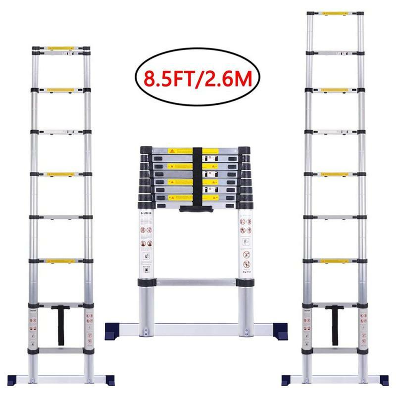 2.6M Verstelbare Telescopische Industriële Aluminium Ladder Verdikte Multifunctionele Telescopische Ladder Opvouwbare Telescopische Ladder Hwc