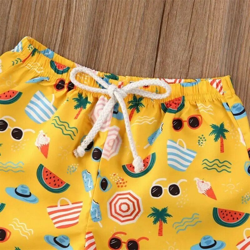 Calcinha infantil de cintura alta com estampa tropical, roupa de banho casual para crianças, verão, 2020