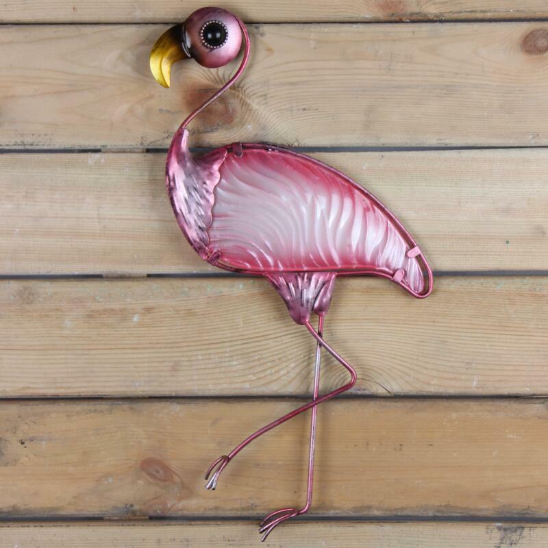 Presente animal de metal flamingo decoração de parede ao ar livre estátuas e esculturas para decoração de jardim ao ar livre miniaturas