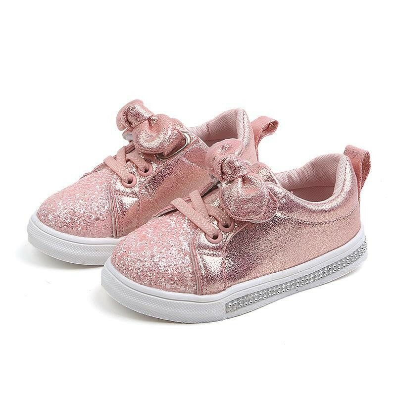 Kids Shoes For Girls Sneakers Casual Children Shoes Sports Fashion Glitter Leather Baby Toddler Shoes Princess Infant Soft Flats
