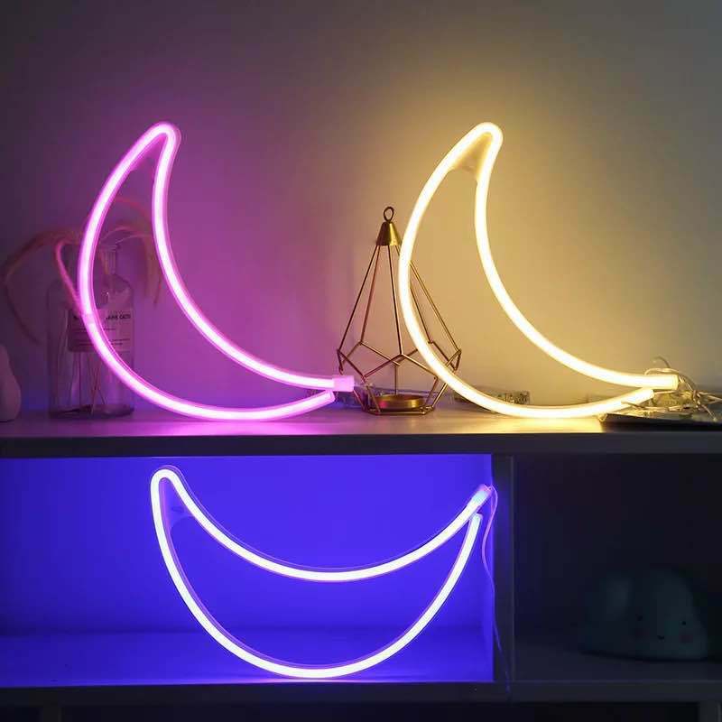 Neon Sign Lightning Battery/USB Operated Clouds Lightning Moon Neon Led Sign for Children's Room Party Home Bar Gift Decoration