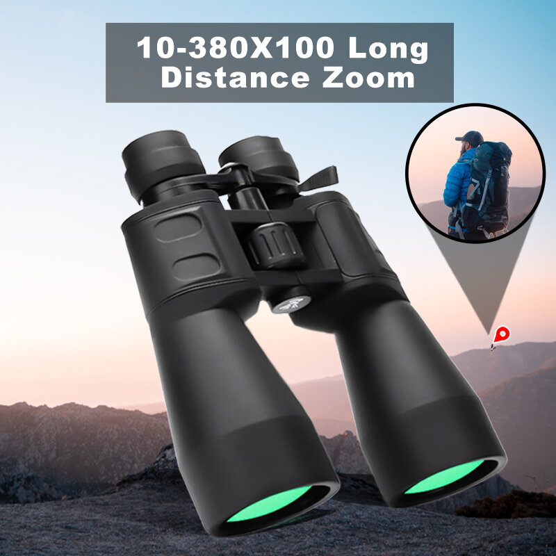 Profissional binocular 10-380x100 alta ampliação 10-60 vezes zoom binóculos longo alcance à prova dwaterproof água bak4 caça telescópio