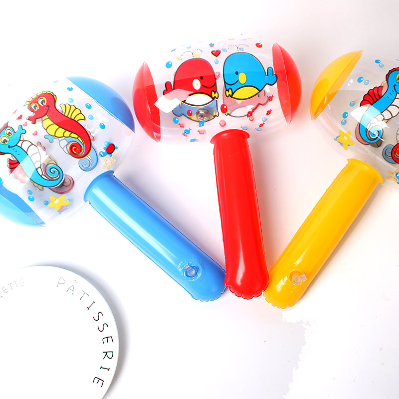 Martillo inflable de aire de dibujos animados para niños, juguete para hacer ruido, con campana de Color aleatorio, al por mayor