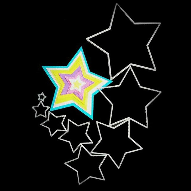 8pc estrela pentagrama forma de corte metal dados em relevo estêncil para scrapbooking álbum diy cartão de papel arte artesanato decoração