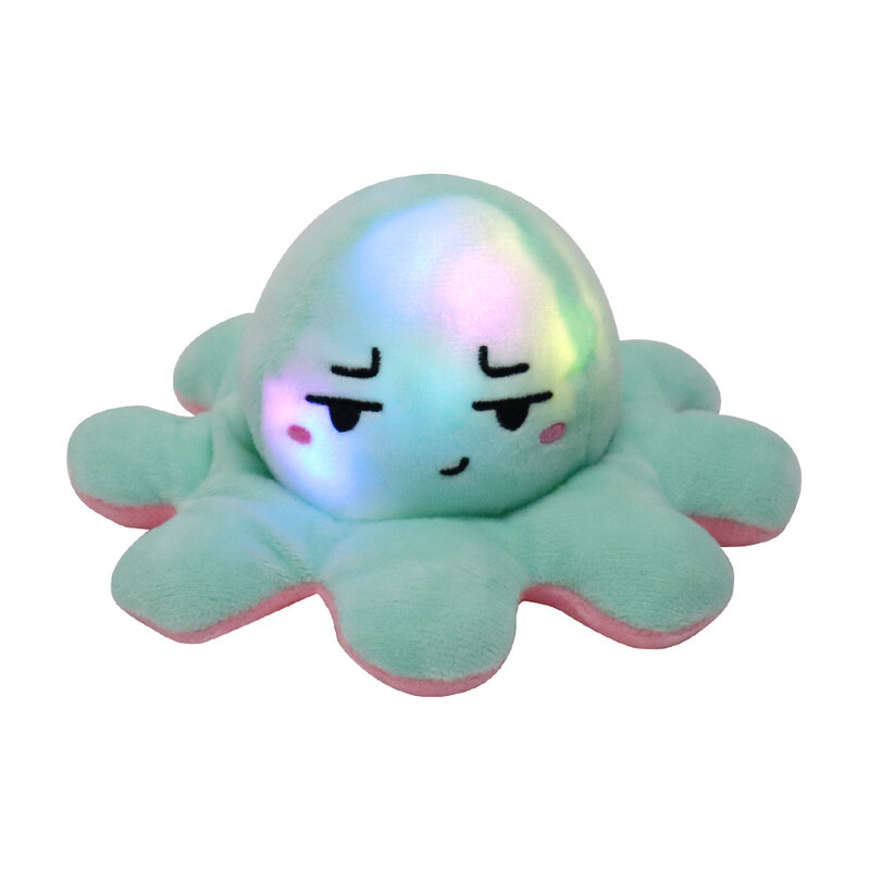Flip octopus doll small double-sided flip doll New Year octopus plush toy flash LED with light octopus