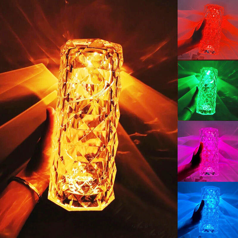 Rose Light Shadow Crystal Lamp romantico diamante LED Night Light USB Touch cambia colore camera da letto lampada da tavolo regalo di natale