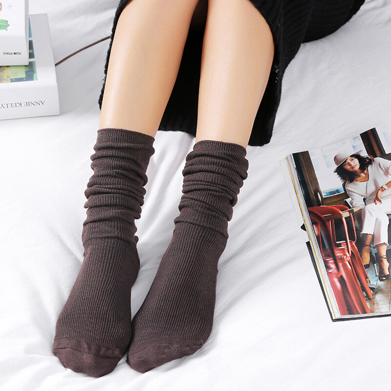 Вертикальные тонкие Базовые носки Sen в стиле ретро, свободный ворс