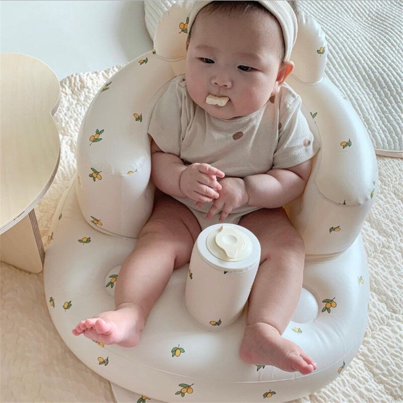 Kursi PVC Sofa Kamar Mandi Tiup Anak-anak Bayi Multifungsi Kursi Makan Malam Belajar Bangku Mandi Portabel Bayi Luar Ruangan