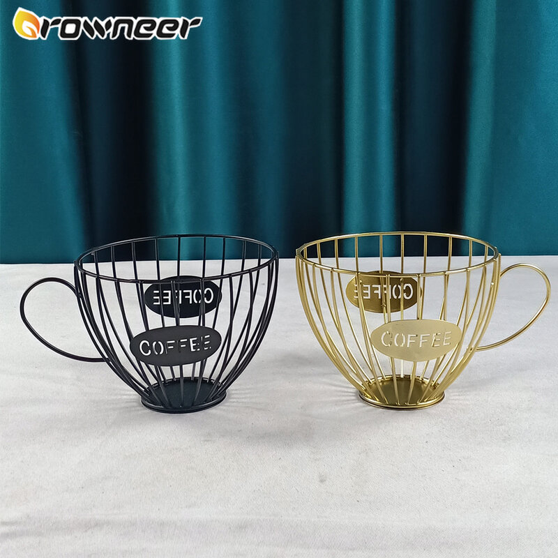Black/Gold Multifunction Coffee Capsule Storage Basket Coffee Cup Basket Vintage Creative Iron Wire Organizer Holder Storage Cup
