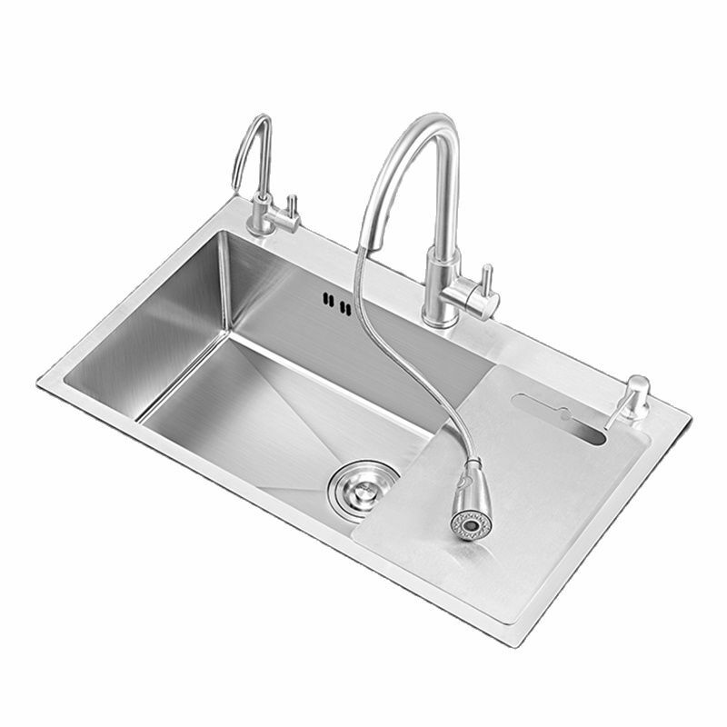 Three-hole Vegetable Sink Single Bowl Kitchen Sink Stainless Steel Household Sink Large Undercounter Basin With Faucet