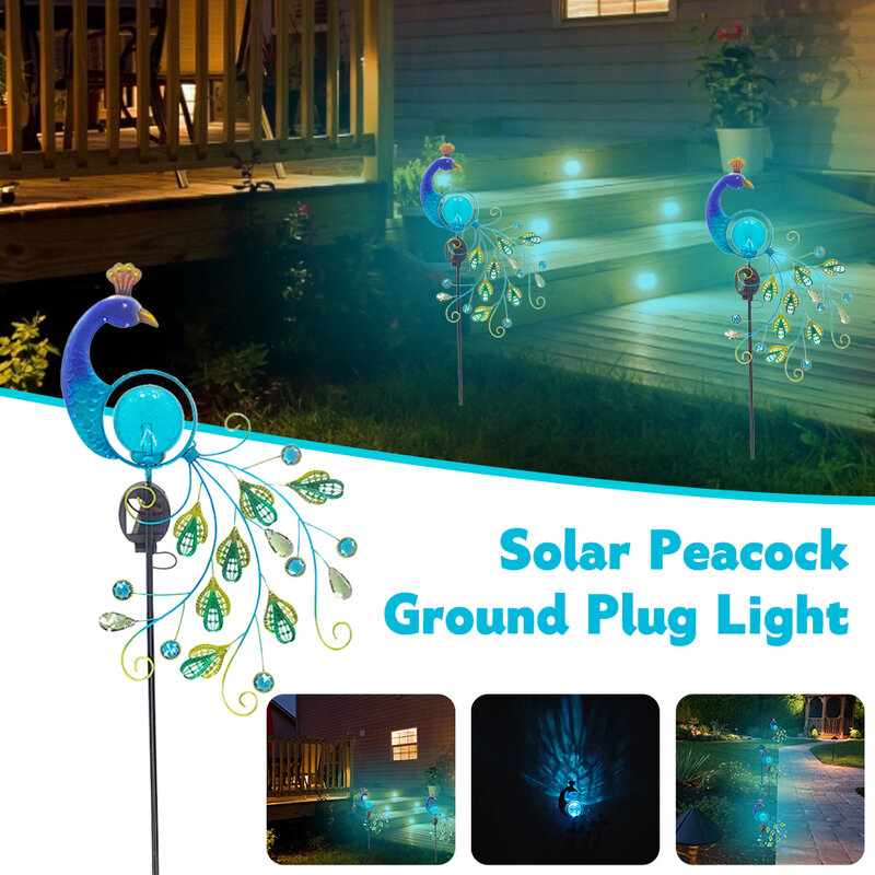 Luz Solar de pavo real para decoración de jardín, lámpara de césped Vintage alimentada por energía Solar, verde, 2021