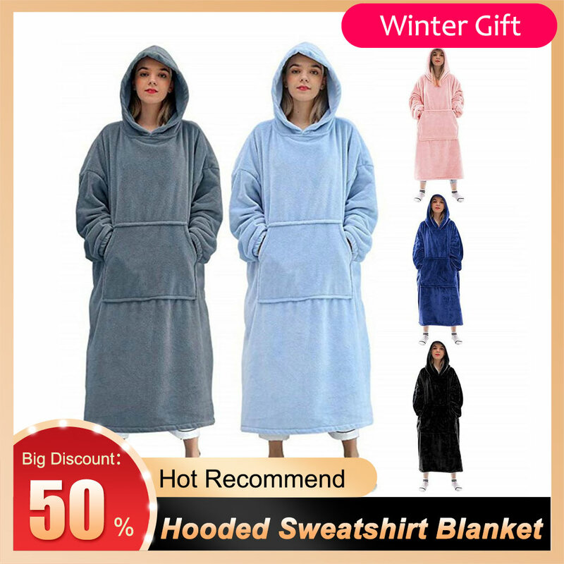 Blanket With Sleeves Women Oversized Hoodie Fleece Warm Hoodies Sweatshirts Giant TV Blanket Women Hoody Robe Casaco Feminino