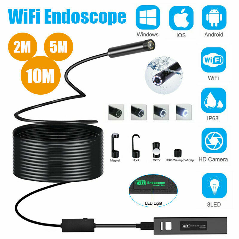 Huawei Android Phone Endoscope Video 3.9mm/8mm Wireless Borescope Iphone PC Rigid Snake Cable Inspection Camera for Cars Fishing
