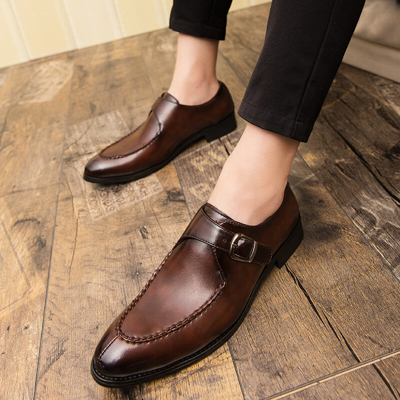 Мужские кожаные туфли, с острым носком, повседневные, дышащие, в британском стиле, XM369, для осени и зимы, 2021