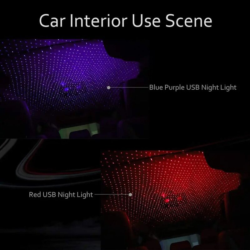 Projecteur LED ciel étoilé romantique, lumière de nuit, alimenté par USB, lampe de plafond pour toit de voiture, Plug and Play, 5V