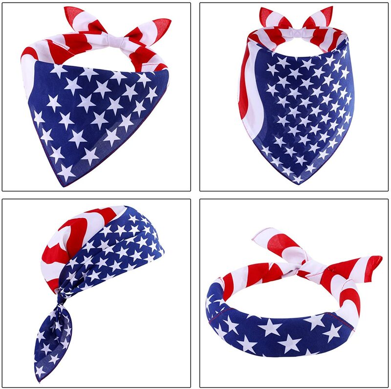 Bandana con bandera americana de Estados Unidos para hombre, pañuelos de vaquero para mujer, Pañuelo de algodón para la Cabeza