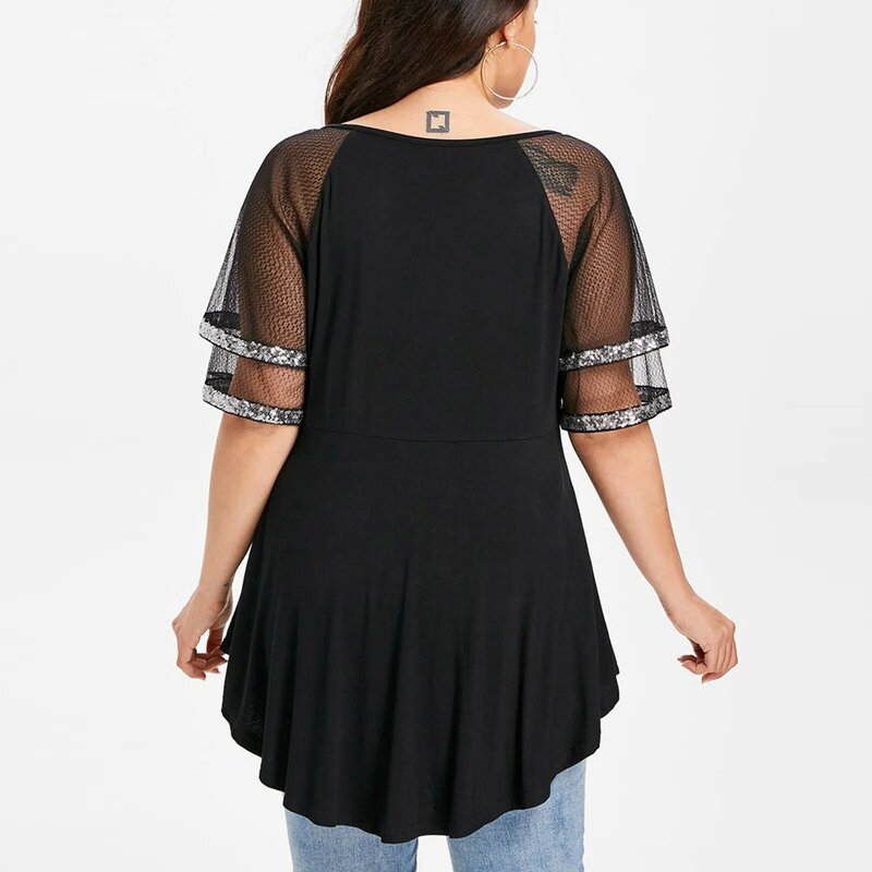Женская летняя блузка размера плюс, Повседневная однотонная Свободная рубашка с V-образным вырезом и коротким рукавом, модная блузка, 2021