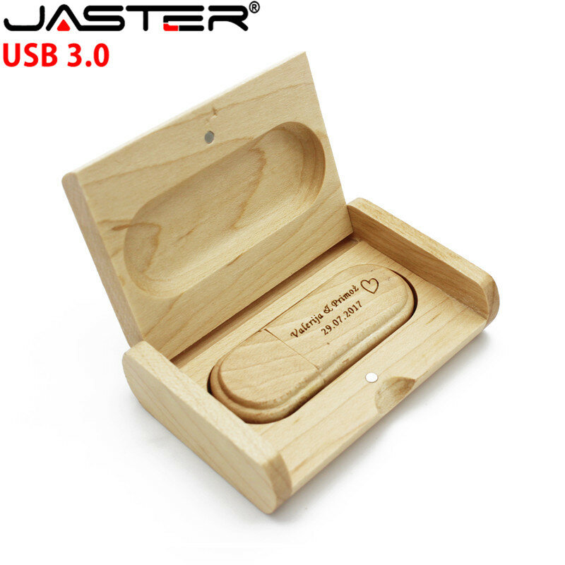 JASTER-USB 3.0 صندوق خشبي للكمبيوتر ، ترويج إبداعي ، مع شعار مخصص مجاني ، عصا خشبية بيضاوية ، صندوق usb ، 4 جيجابايت/8 جيجابايت/16 جيجابايت/32 جيجابايت/64 ...