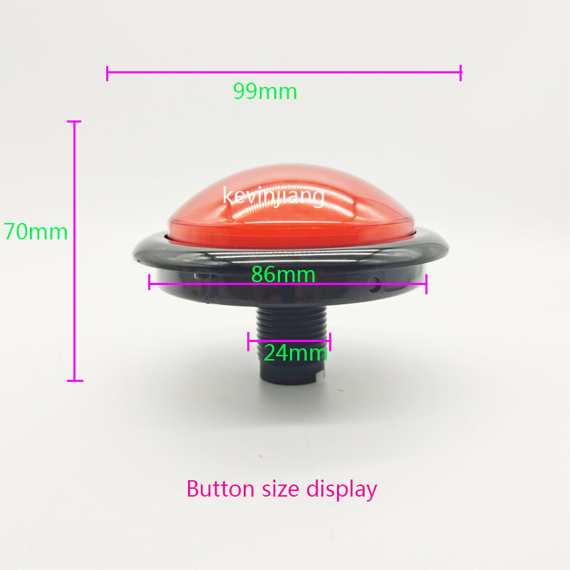 Botón de juego LED de 12V, botón de encendido con microinterruptor, domo grande de 100mm, varios colores