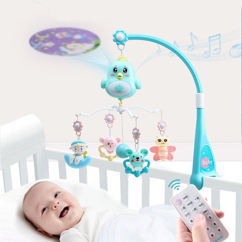 Мобиль с погремушками для детской кроватки, игрушки для малышей 0-12 месяцев, детская погремушка игрушка, музыкальный колокольчик с птицами, ...