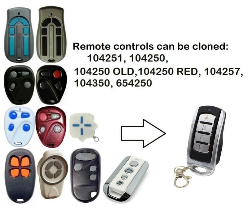 Control remoto para puerta de garaje, abridor de puerta de código fijo, mando de 104250 MHz, código 114253, 100400, 100550