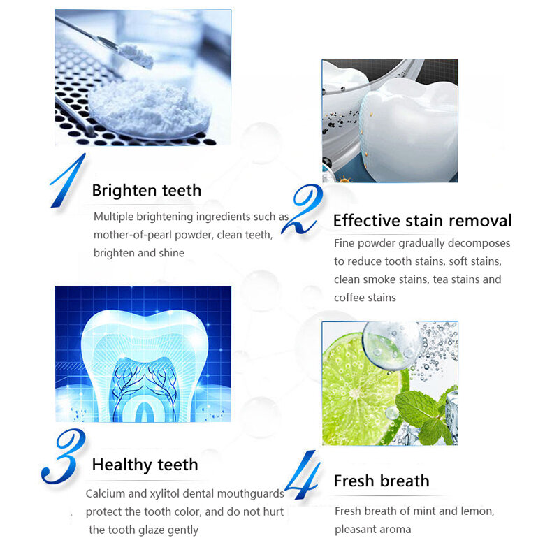 Zähne bleaching 50 gramm entfernen rauch flecken kaffee flecken tee flecken frische atem schlechte atem mundhygiene zahnpflege