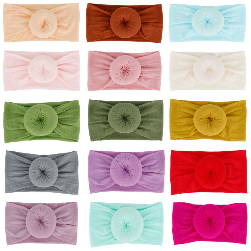 Diadema con lazo de nailon para niñas, turbante elástico para la cabeza, regalo, 21 colores, 0-6 años, novedad, 2020