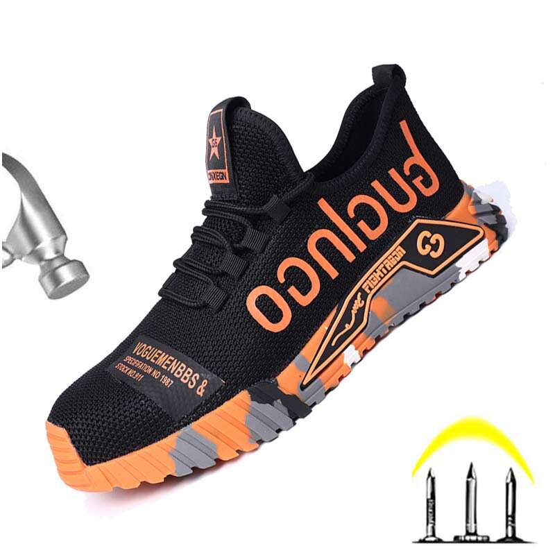 Sepatu Keselamatan Kerja Pria Baru 2022 dengan Sneakers Kerja Ujung Besi Sepatu Bot Pergelangan Kaki Pria Antibenturan Sepatu Bot Keselamatan Kerja Pria Tahan Tusukan