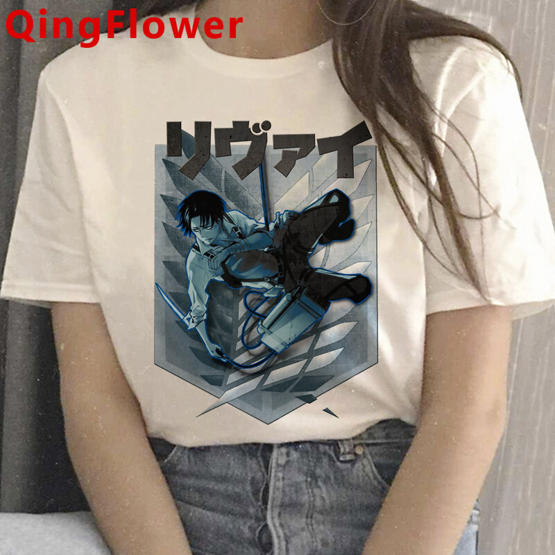 Camiseta feminina de desenhos animados, camiseta de desenho animado de attack on titan, camiseta para mulheres, estilo harajuku, shingki no gu10