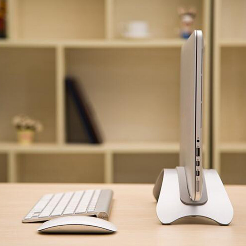 Алюминиевый Компактный вертикальный держатель для ноутбука, настольная подставка для Mac-Book Pro Air 2 шт, силикагелевая подкладка