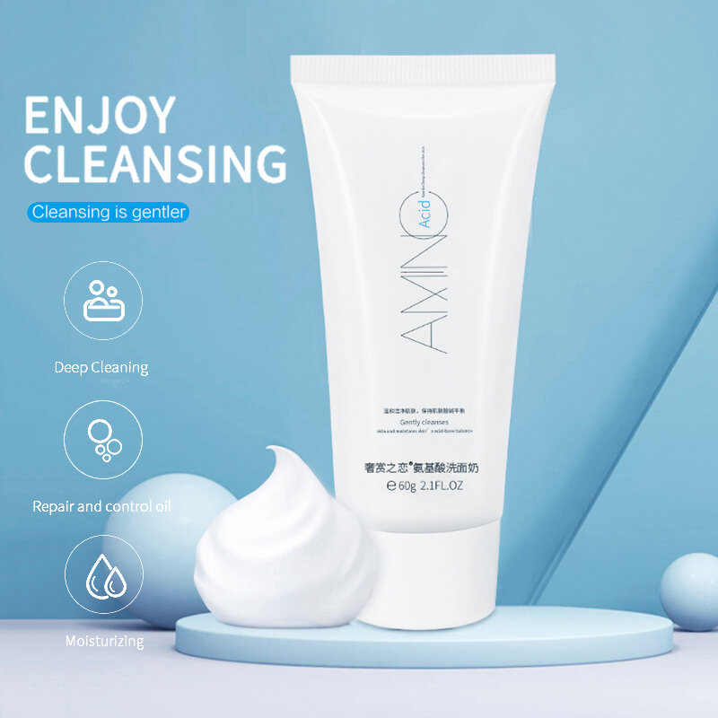 Nettoyant pour le visage aux acides aminés, hydratant, éclaircissant, contrôle de l'huile, nourrissant, soins de la peau, outils de nettoyage du visage