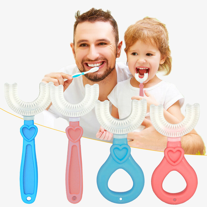 Kinder Kinder der U-form Zahnbürste 360 Grad Gründliche Reinigung Pinsel Bleaching Massage Zahnbürste Modellierung pinsel Baby Alter 2-12