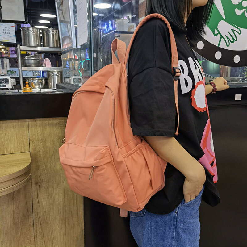 Mochila feminina de nylon, mochila feminina em estilo escolar, grande capacidade para livros, para adolescentes e estudantes