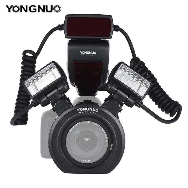 YONGNUO YN24EX YN24 EX Flash D'anneau Macro E-TTL Flash Speedlite avec 2 pièces Têtes de Flash 4 pièces Bagues D'adaptation pour Canon EOS Caméras 5D3