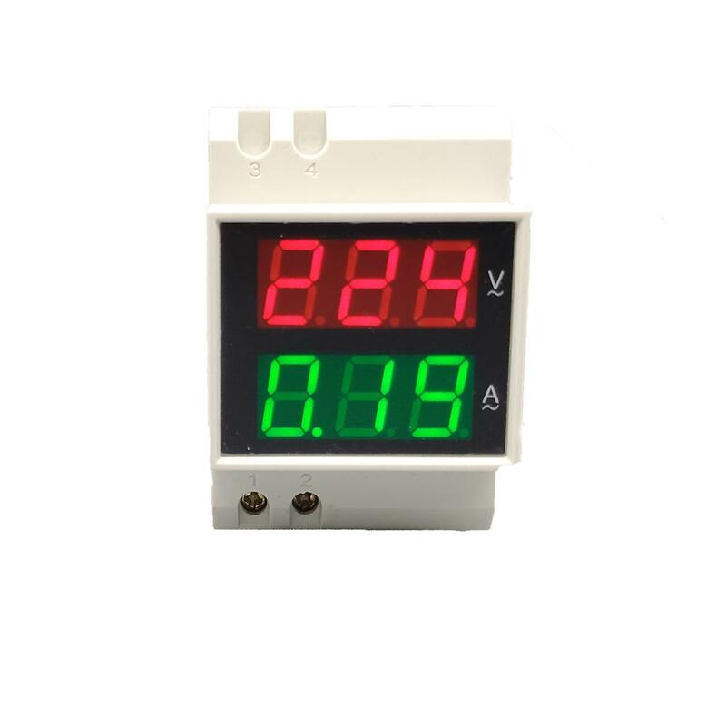 Medidor de voltaje y corriente con pantalla LED Dual de carril Din, voltímetro, amperímetro, rango CA 80-300V, 0,1-99.9A